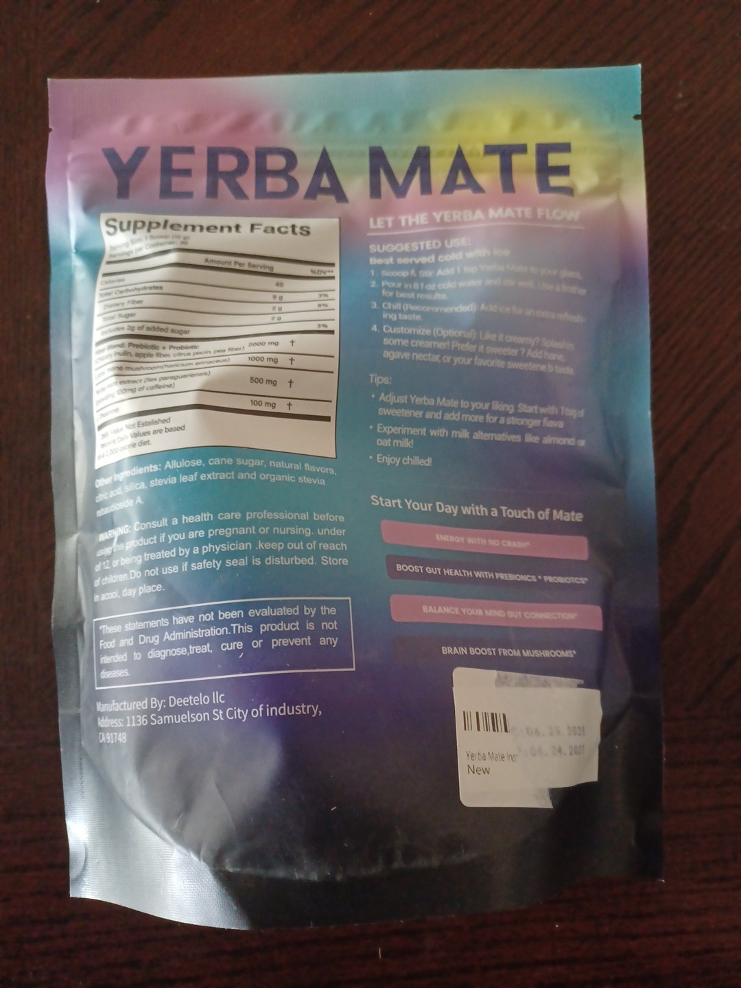 Yerba Mate Peach and Mango – 30 Servings- Exp 04/2027