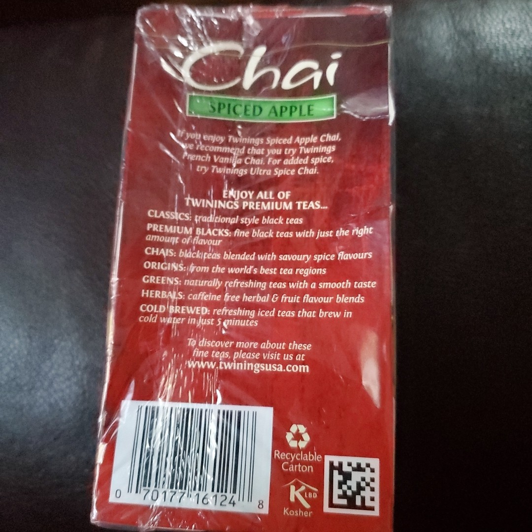 Twinings of London CHAI SPICED APPLE Tea 20-Bags Individually Wrapped BB 3/2026