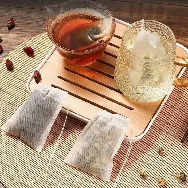 100pcs Disposable Tea Filter Bags with String – Heat Seal Non-Woven Empty Tea