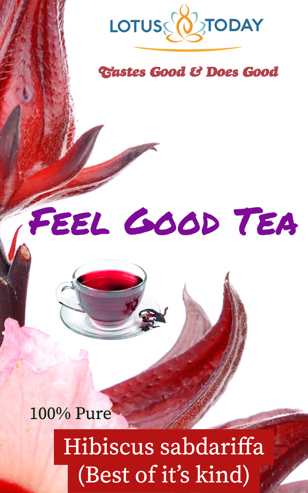 Organic Hibiscus tea, Dried Hibiscus Flowers – 20 Tea Bags, Relax Herbal tea