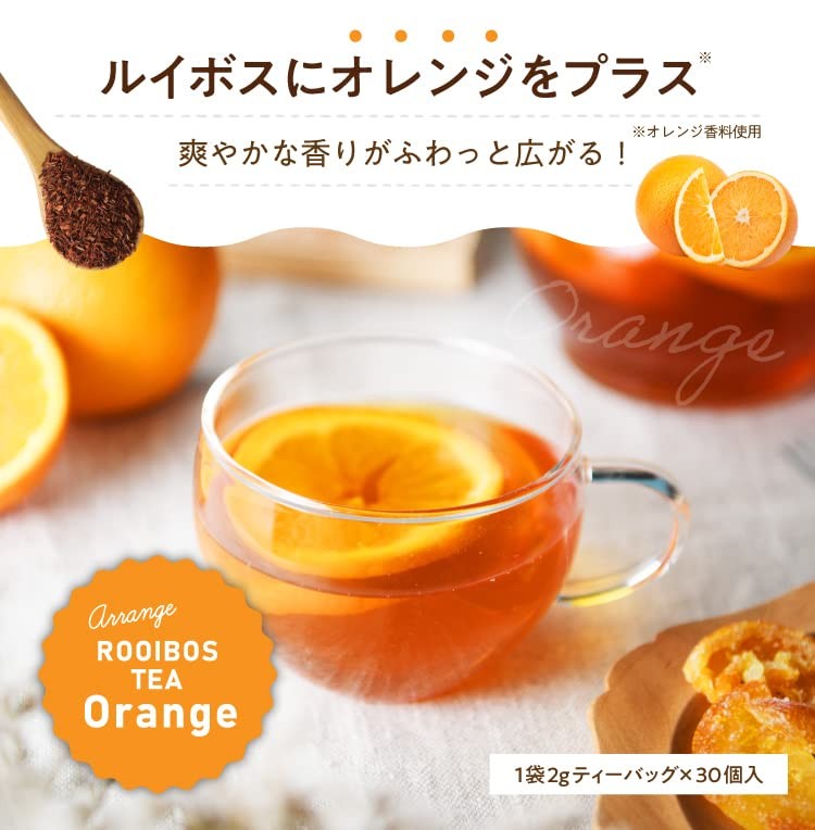 Tea Life Arranged Rooibos Tea Orange Flavor, 30 tea bags (for cups), Caffeine-fr