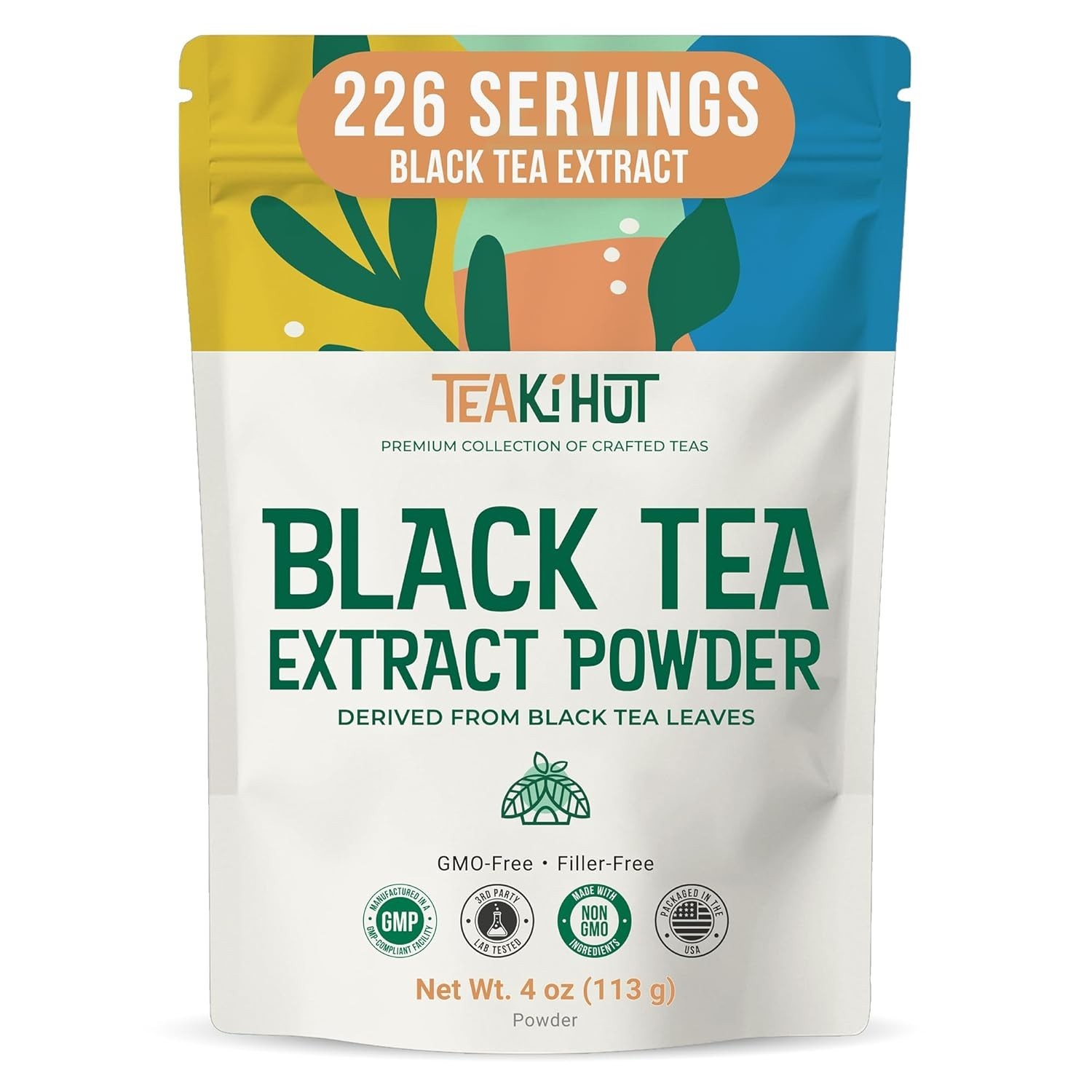 Instant Black Tea Extract Powder, Zero Additives, Non-GMO, 113g