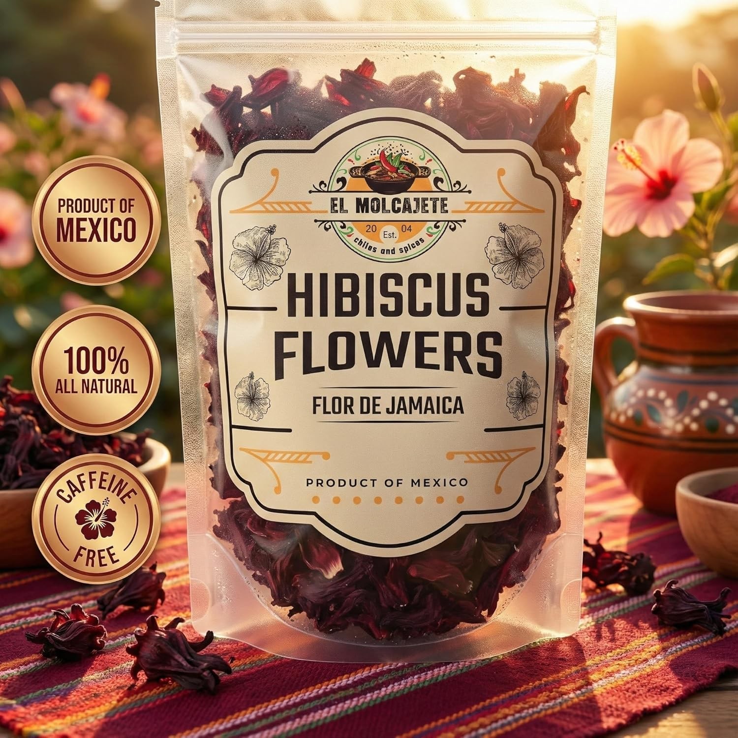 Hibiscus Flowers 4oz – All-Natural & Triple Cleaned for Vibrant Flavor. Whole