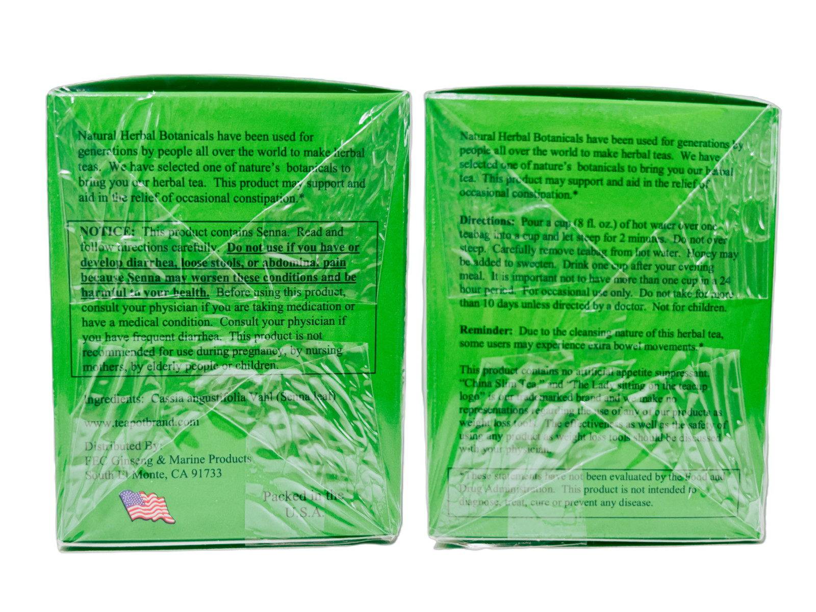 China Slim Tea Natural Herbal Tea No Caffeine Extra Strength 1.76oz – 20 Teabags
