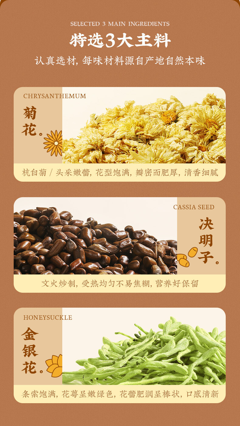 Chrysanthemum Cassia Seed Honeysuckle Burdock Root Herbal Tea