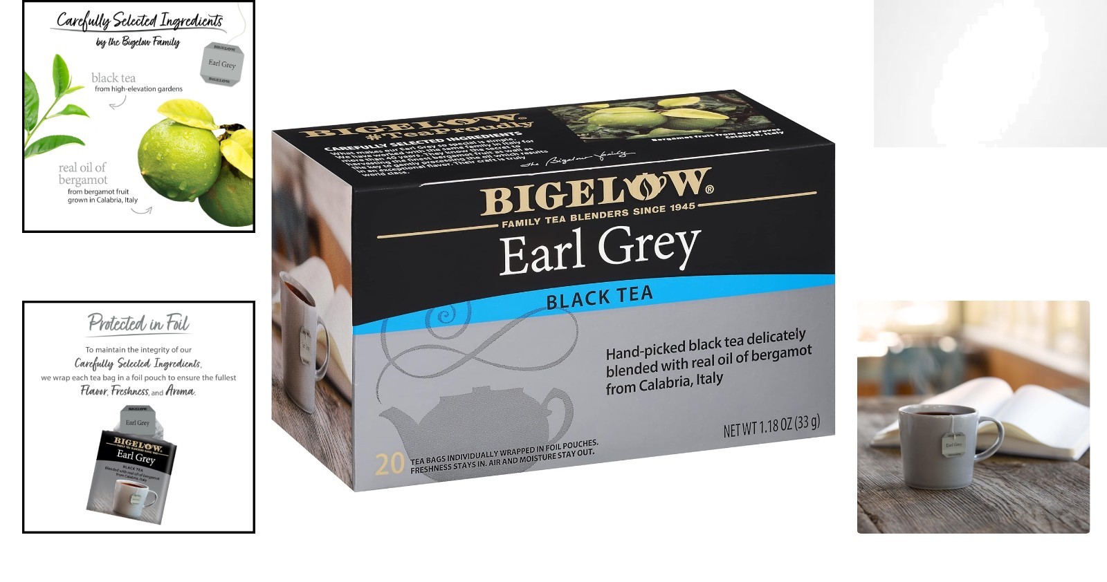 120 Count Bigelow Earl Grey Tea Bags – Luxurious Kosher Blend with Bergamot Oil