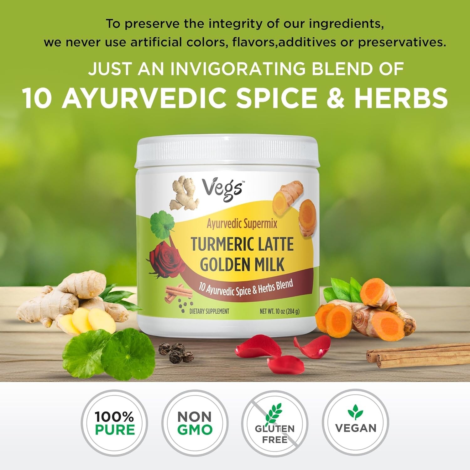 Vegs Turmeric Latte Golden Milk – Ayurvedic Super Spice Mix with Adaptogens