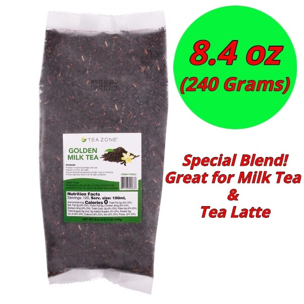 Tea Zone 8.4 oz Golden Milk Tea Blend Loose Leaf Hot and Cold Bubble Latte Tea
