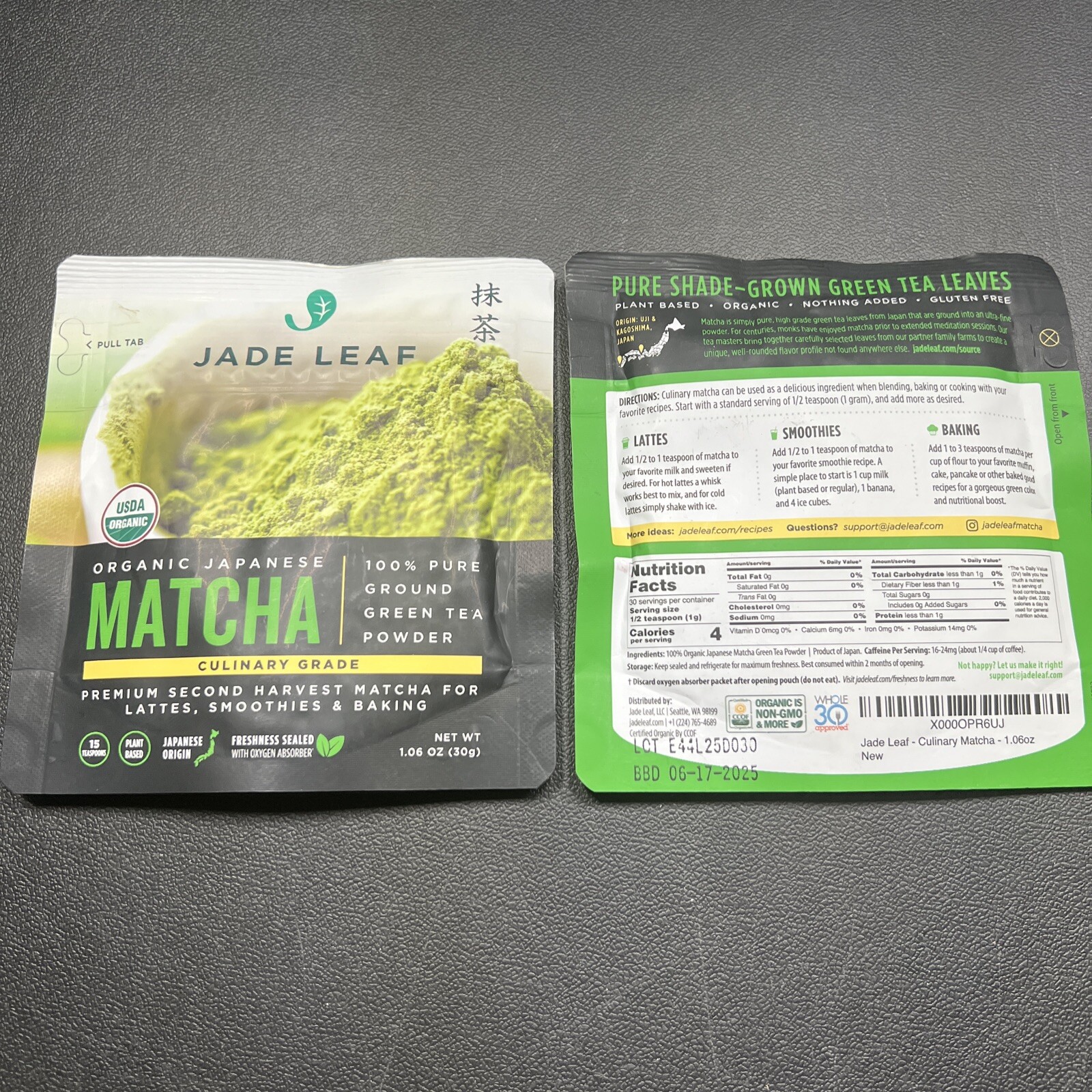 2x Jade Leaf Organic Matcha Green Tea Powder Japanese Origin Premium 1.06oz