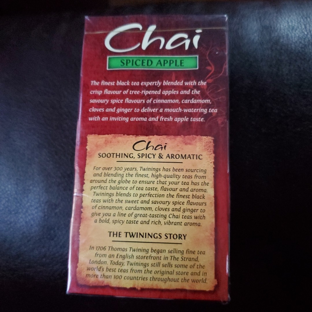 Twinings of London CHAI SPICED APPLE Tea 20-Bags Individually Wrapped BB 3/2026
