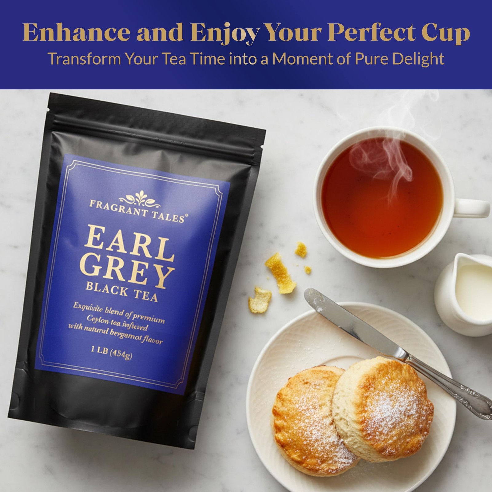 Earl Grey | 1LB (454g) | Loose Leaf Black Tea | Premium Ceylon Tea with Natur…