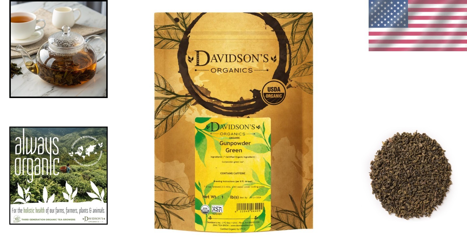 Elegant Loose Leaf Organic Gunpowder Green Tea in 16-Ounce Bag – Gluten-Free