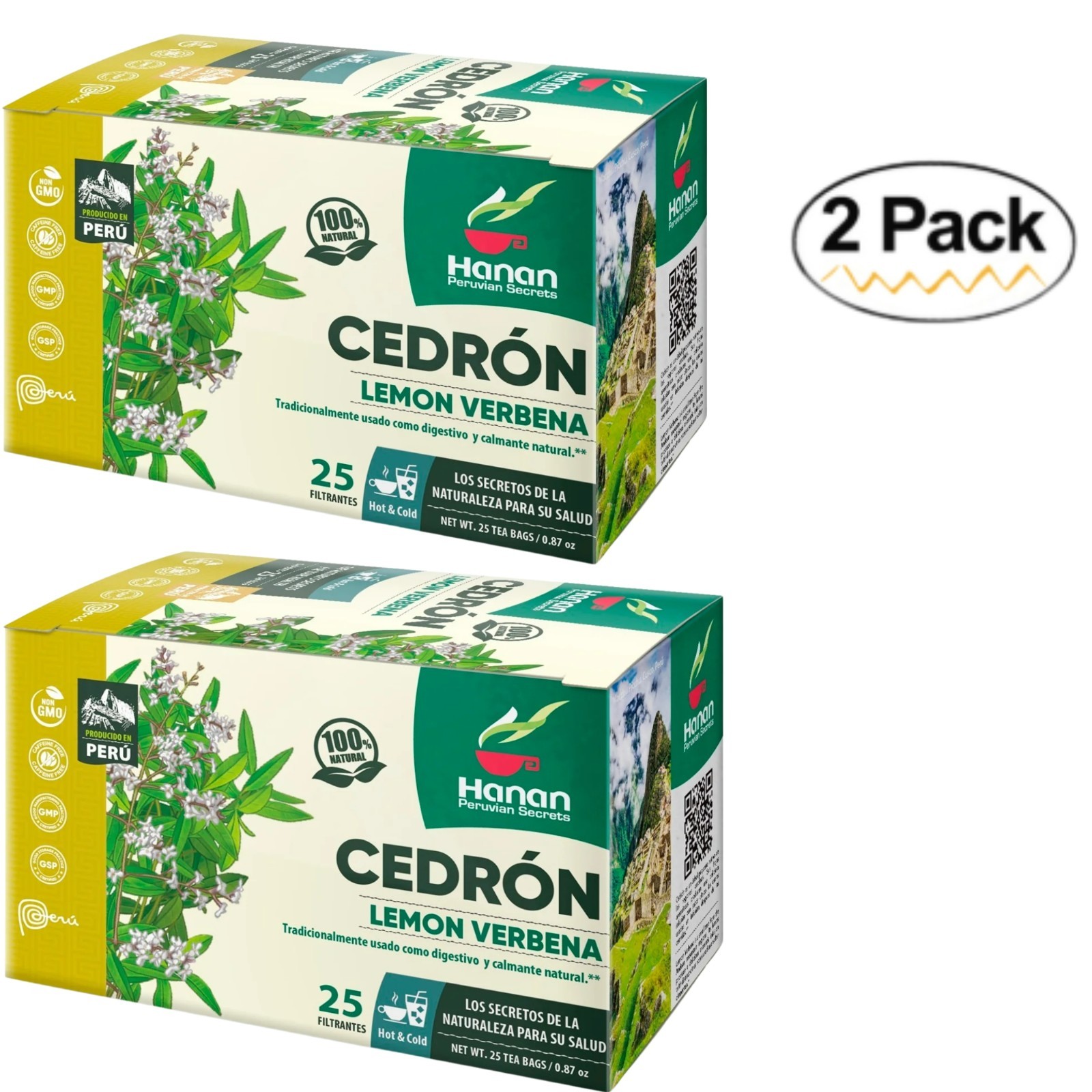 Lemon Verbena 50 Teabags of Cedron Herbal Tea All Natural Lemon Beebrush – Peru