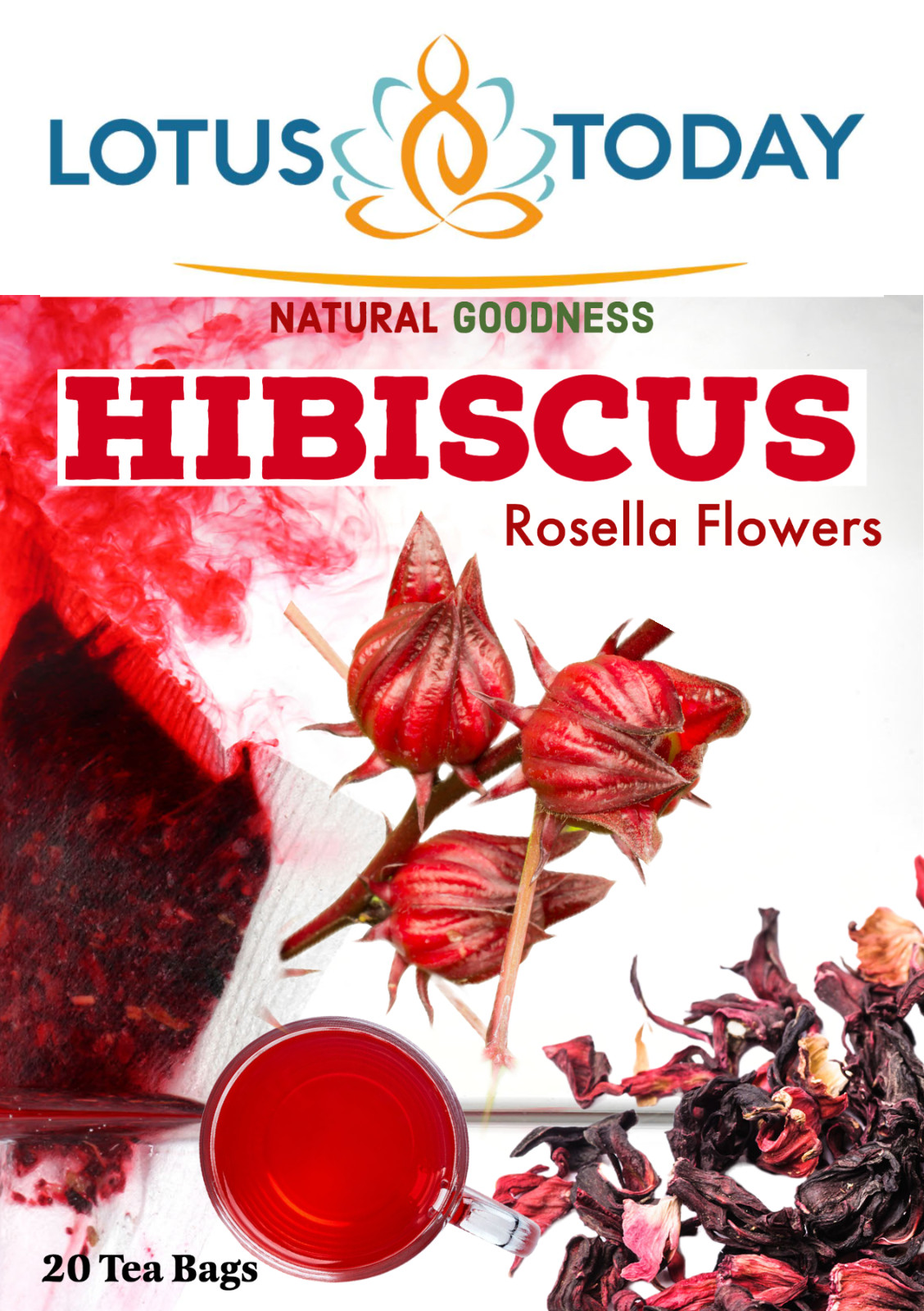 Organic Hibiscus tea, Dried Hibiscus Flowers – 20 Tea Bags, Relax Herbal tea