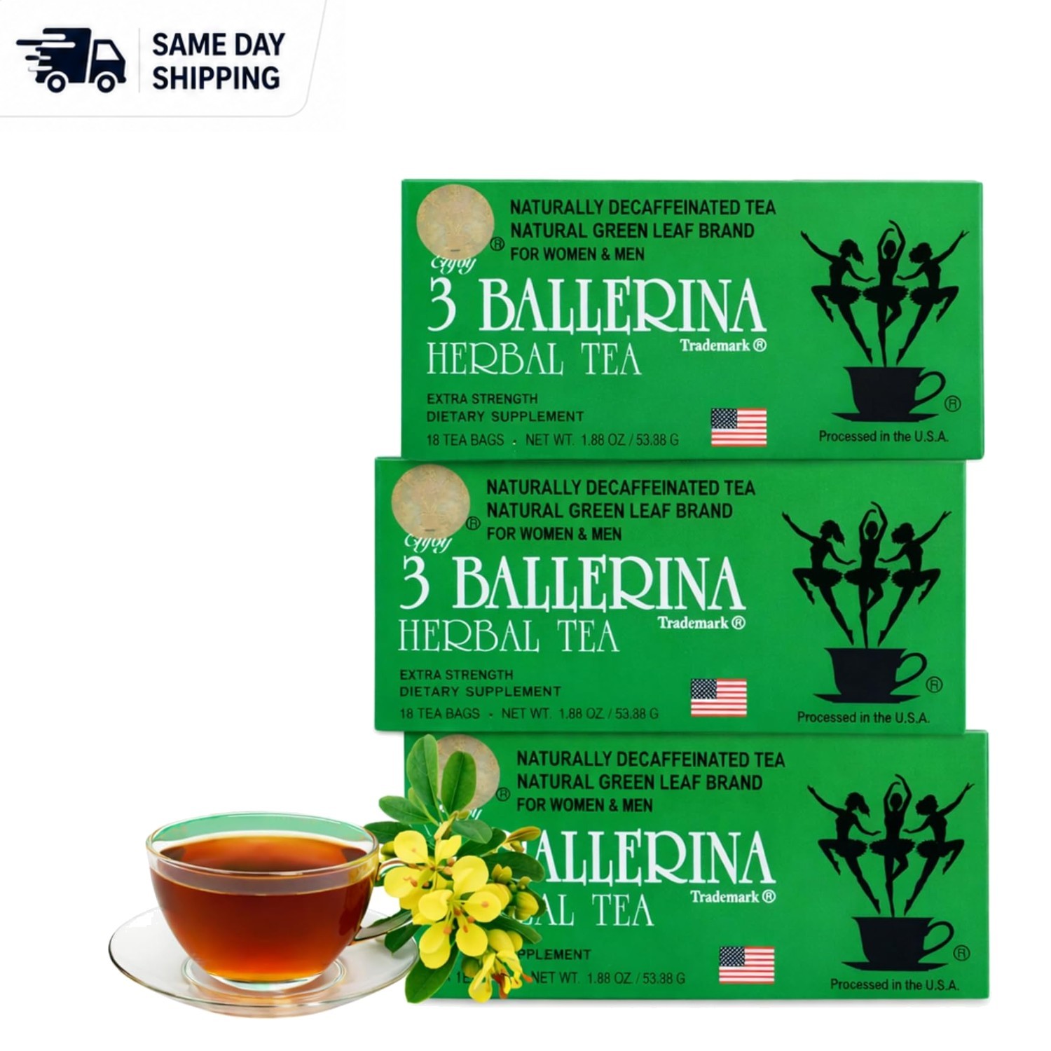 Plant-Based Extra Strength Green Tea – 54 Unflavored Bags in Convenient Boxes
