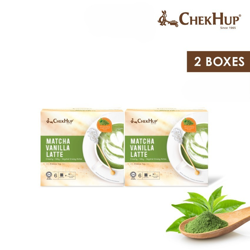 Chek Hup Premix Matcha Vanilla Latte (23 g X 6’s) 2 Boxes