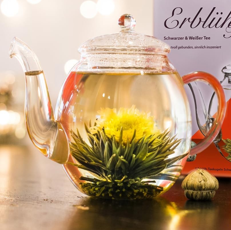 Creano Blooming Tea Gift Set with Glass Pot 17oz/500ml with 6 Flowering-Tea e…