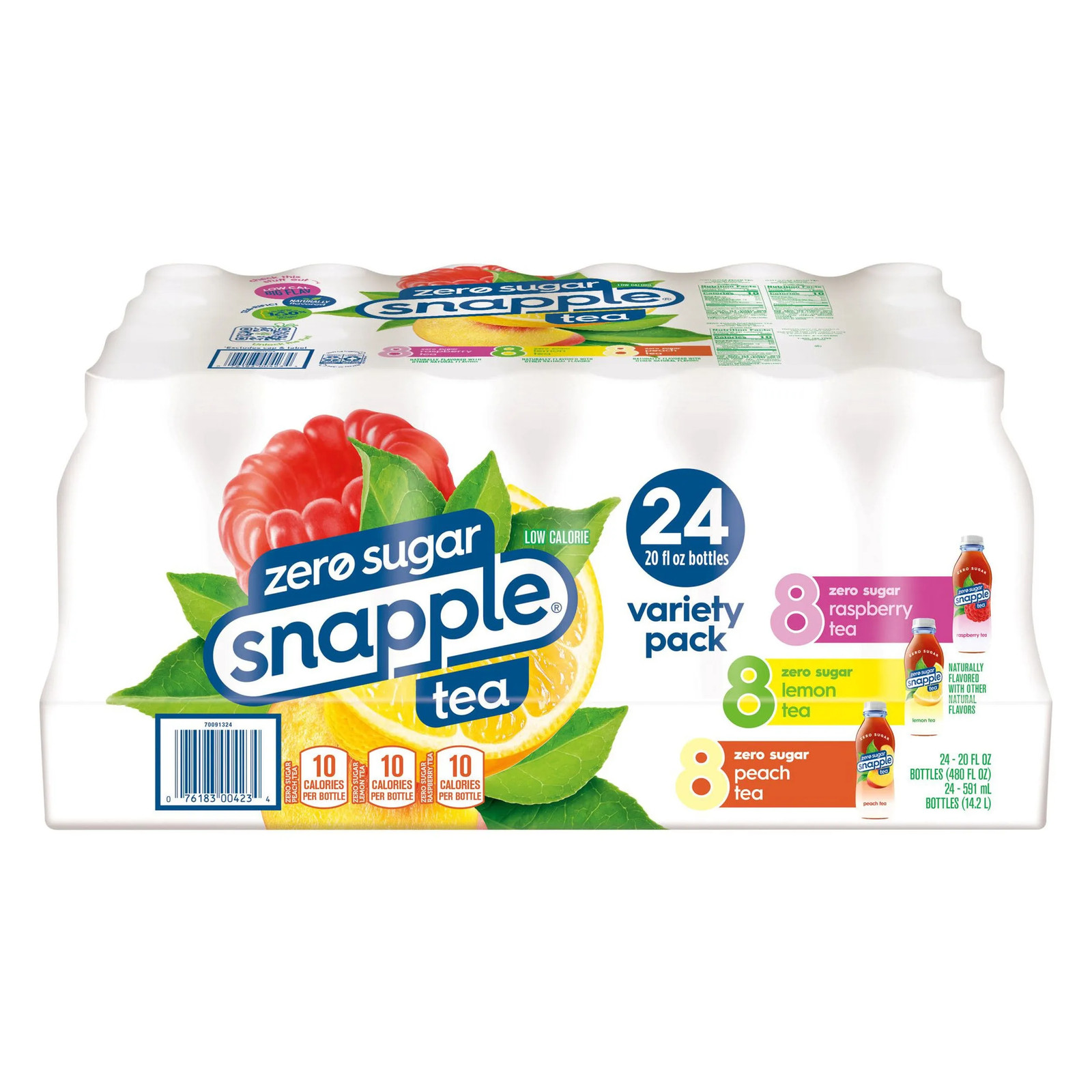 Snapple Diet Tea Pack, Zero Sugar, Variety, 20 fl oz, 24 count