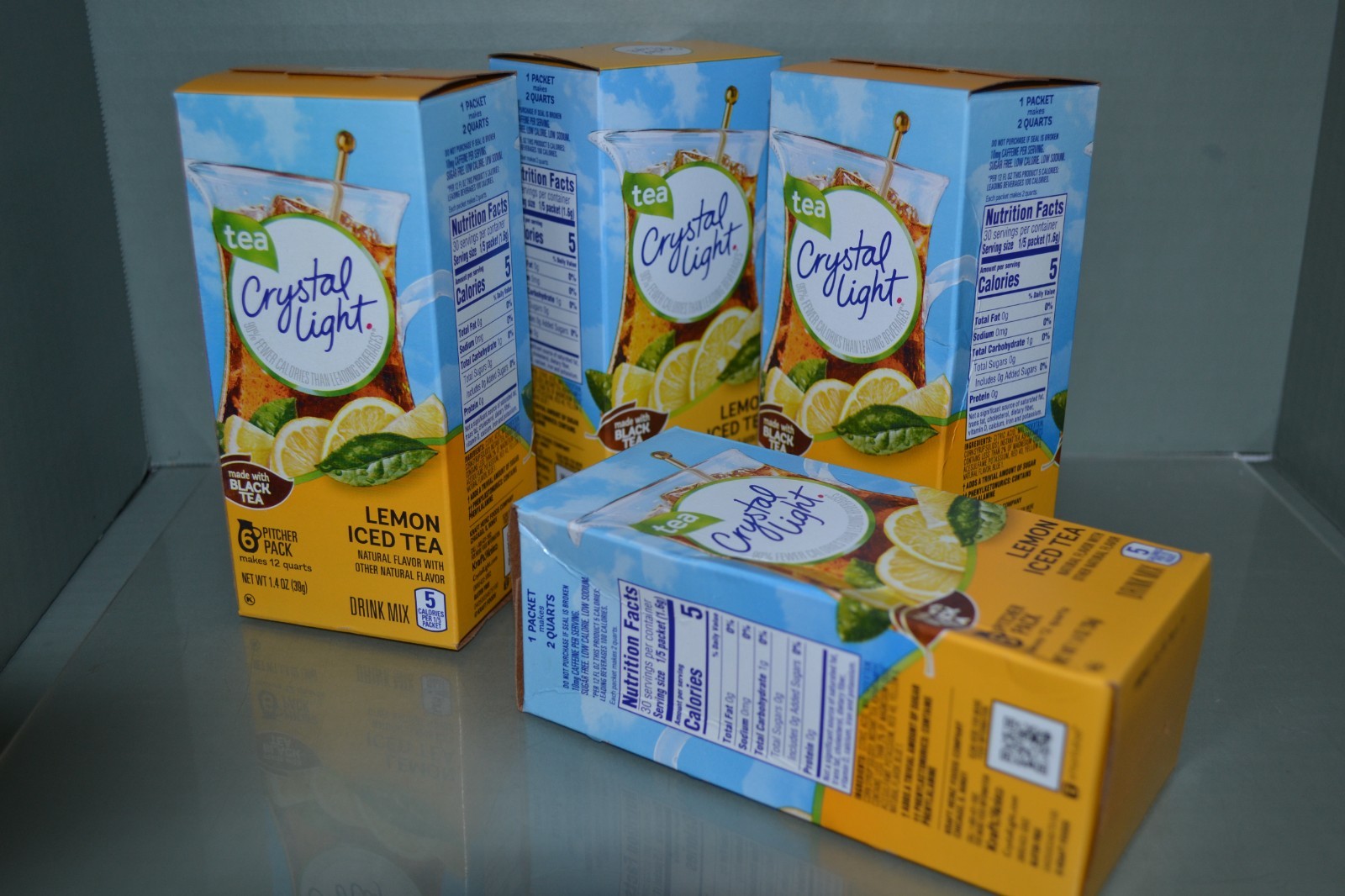 (4) Crystal Light Lemon Iced Tea Drink Mix, 6 – 12-Quart Packets Each, BB 04/27