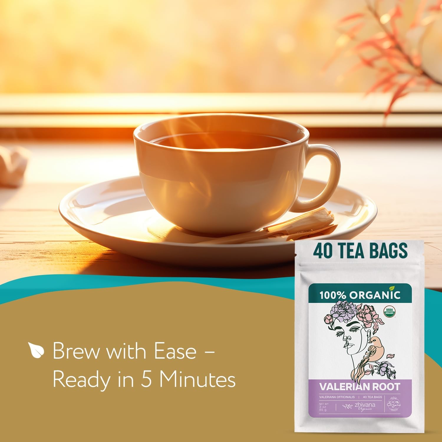 Valerian Root Tea Organic 40 Tea Bags Valeriana Herb – Calming Herbal Infusi…