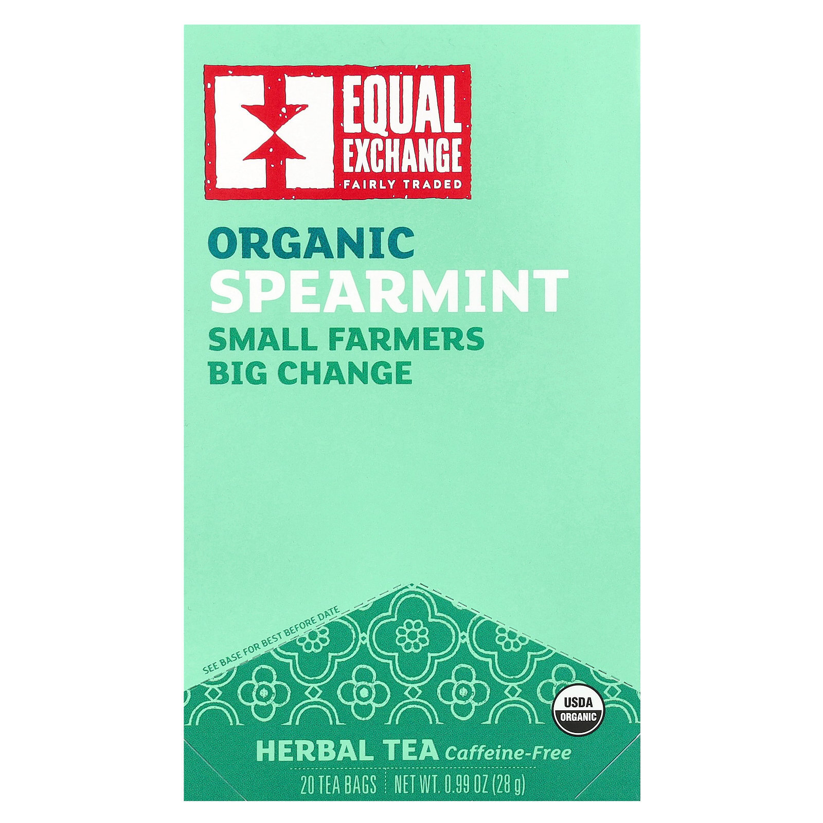 Organic Herbal Tea, Spearmint, Caffeine-Free, 20 Tea Bags, 0.99 oz (28 g)