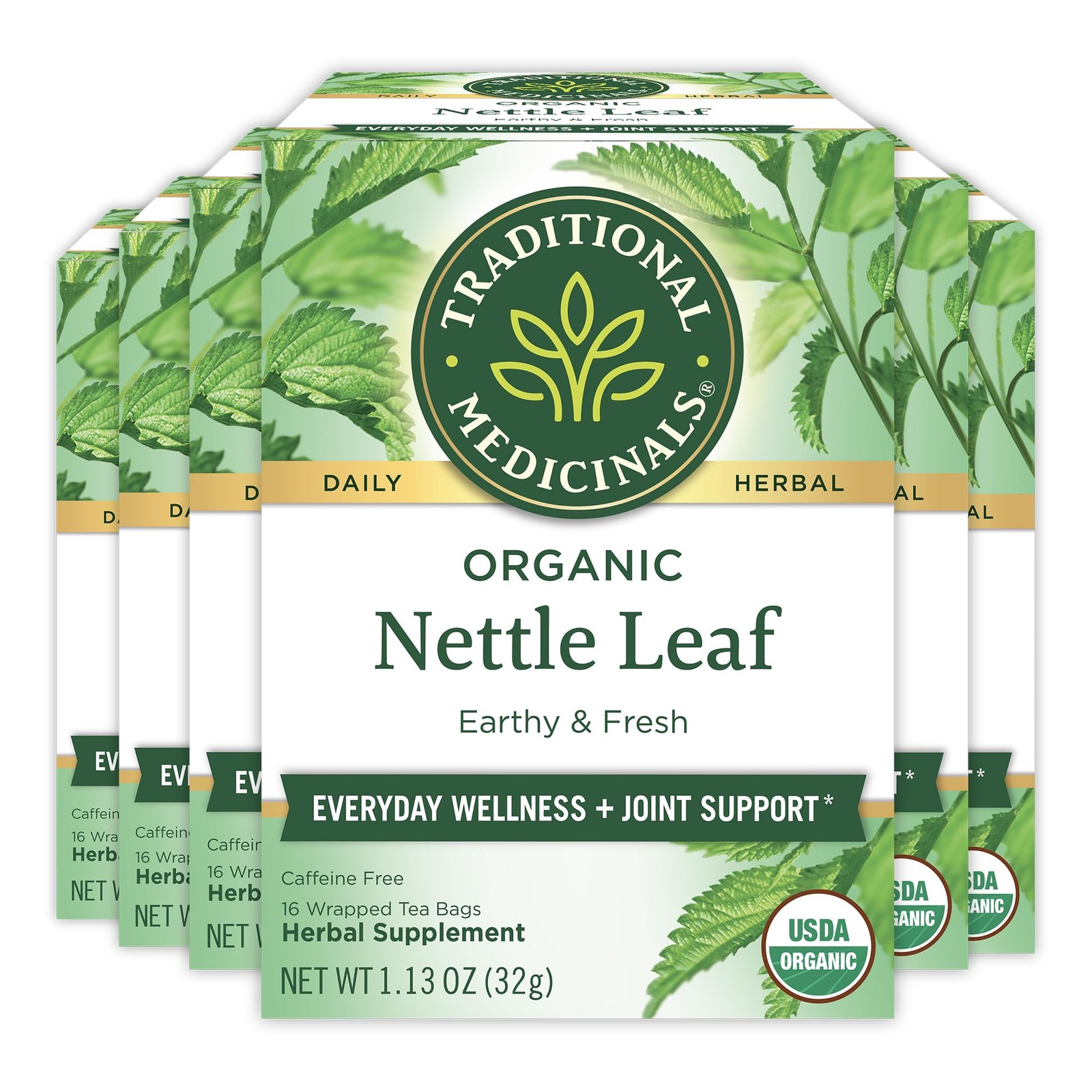 Traditional Medicinals Organic Nettle Herbal Leaf 96 Count (Pack of 6), Green