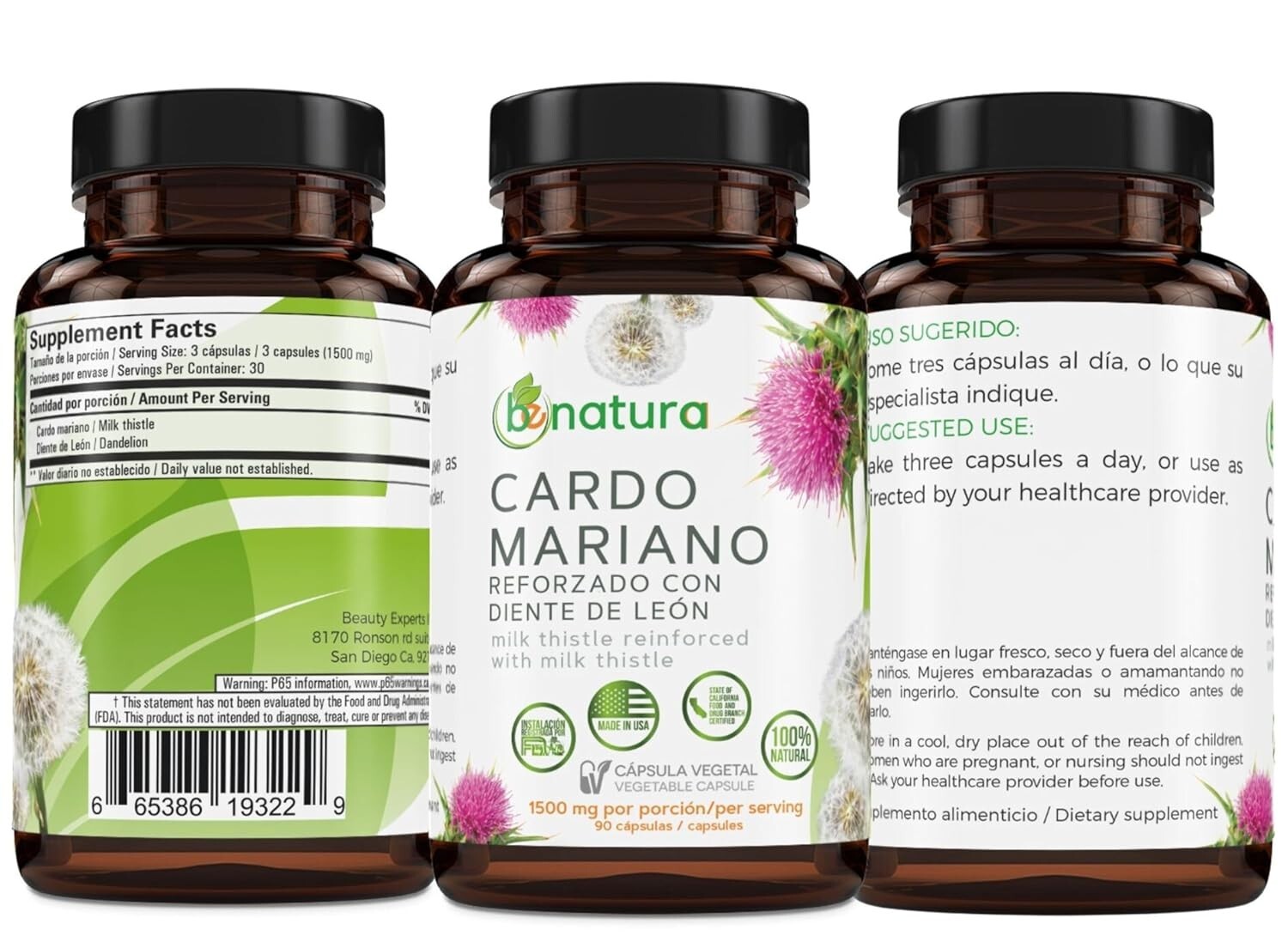 Cardo Mariano, Cúrcuma, Diente de León, Boldo & Cuachalalate Té-Capsules CardoMa