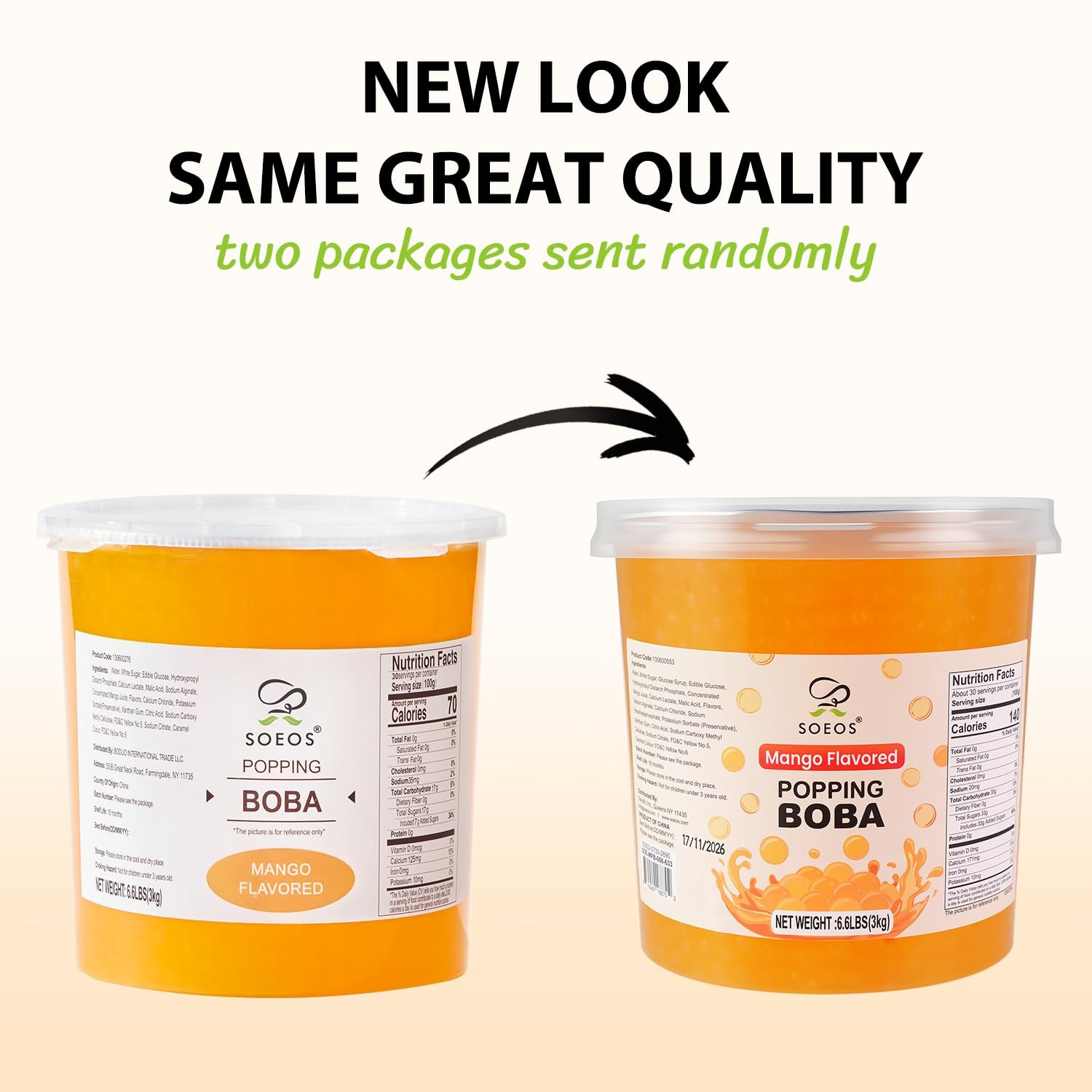 2X Mango Popping Pearls for Boba Tea Sweets Ice Cream – 7 Lbs