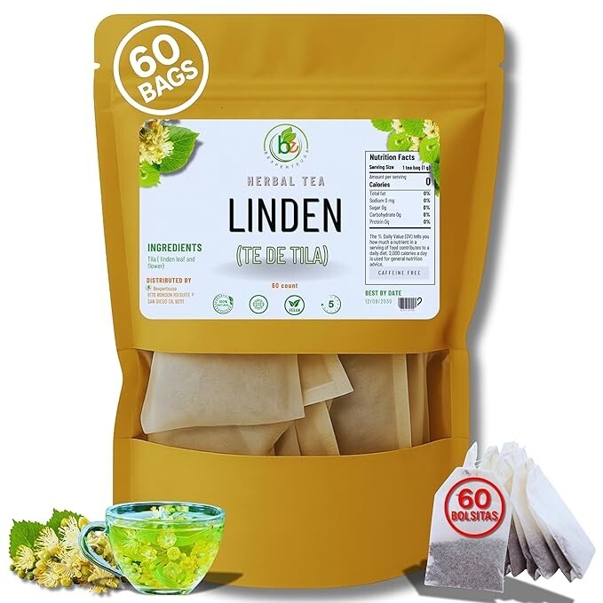 Tila Té (Linden Tea) – 60 Tea Bags – 100% Natural, Vegan, Herbal – Caffeine-Free