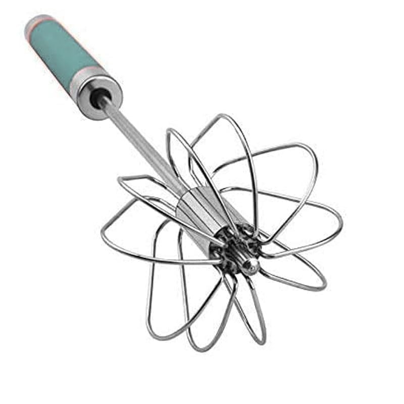 Stainless Steel Semi-automatic Egg Whisk – 3PCS Hand Push Rotary Blue