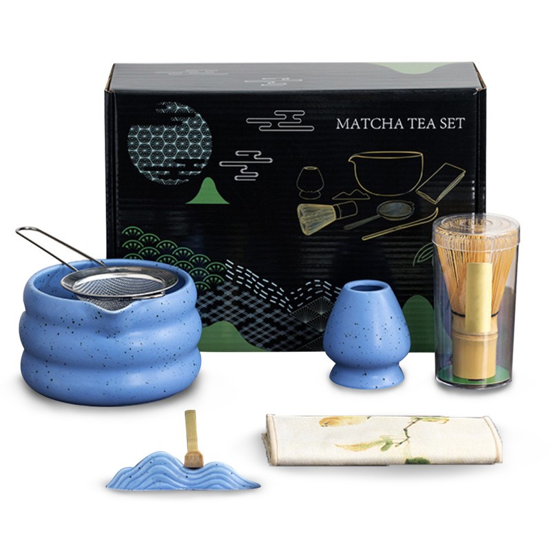 7-Piece Matcha Tea Set Matcha Bowl with Spout Strainer Gift