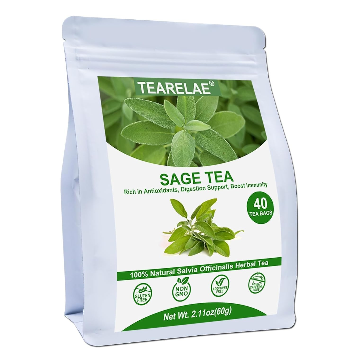 Sage Leaf Tea Bags – 40 Count – Revitalize Your Day with Natural Herbal Essence
