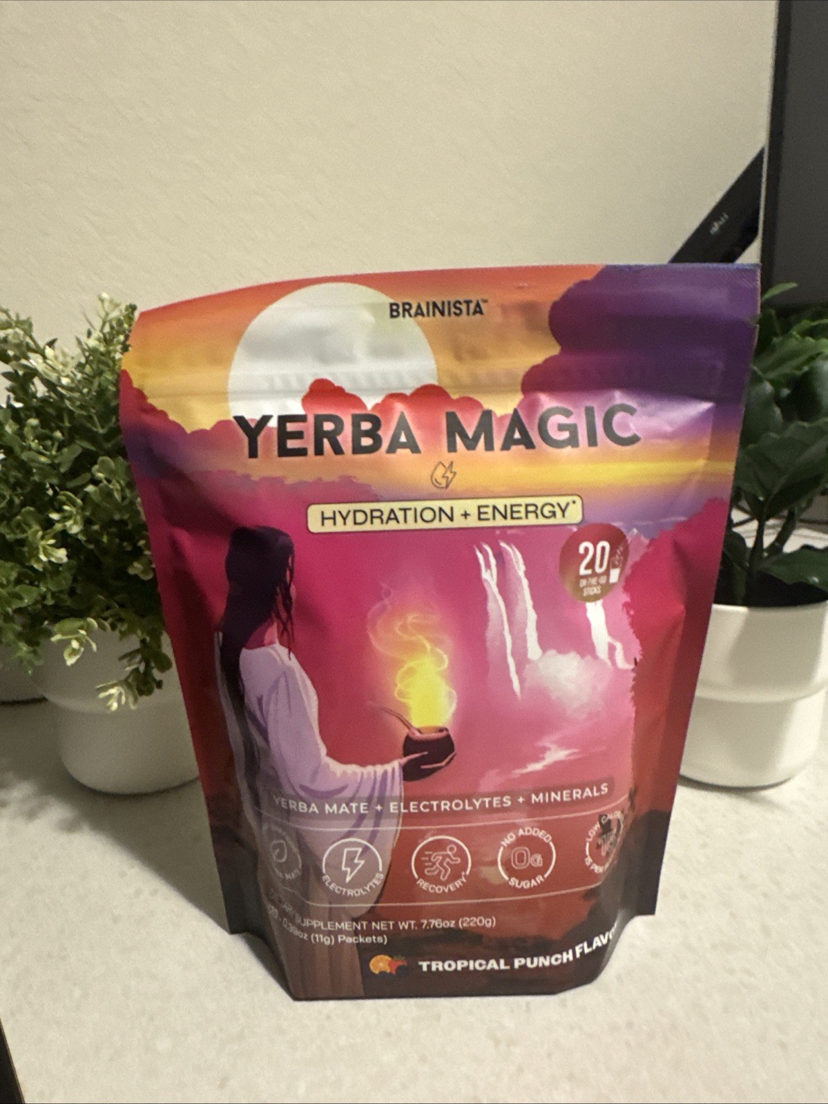Brainista Yerba Magic Yerba Mate Electrolyte Minerals Tropical Punch 20 Servings