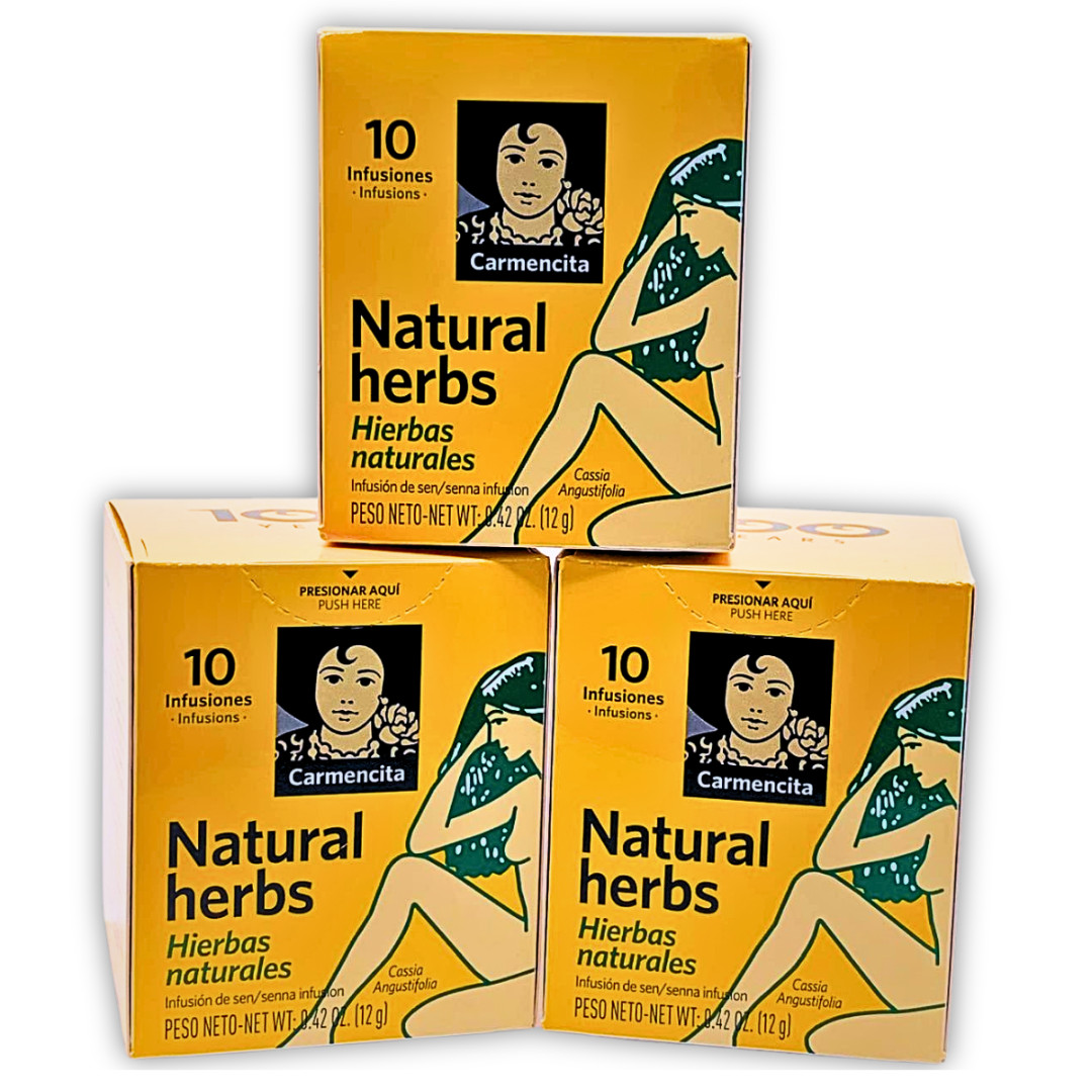 (3-Pack) Carmencita Natural Herbs Senna Tea 10 Bags Each Herbal Infusion