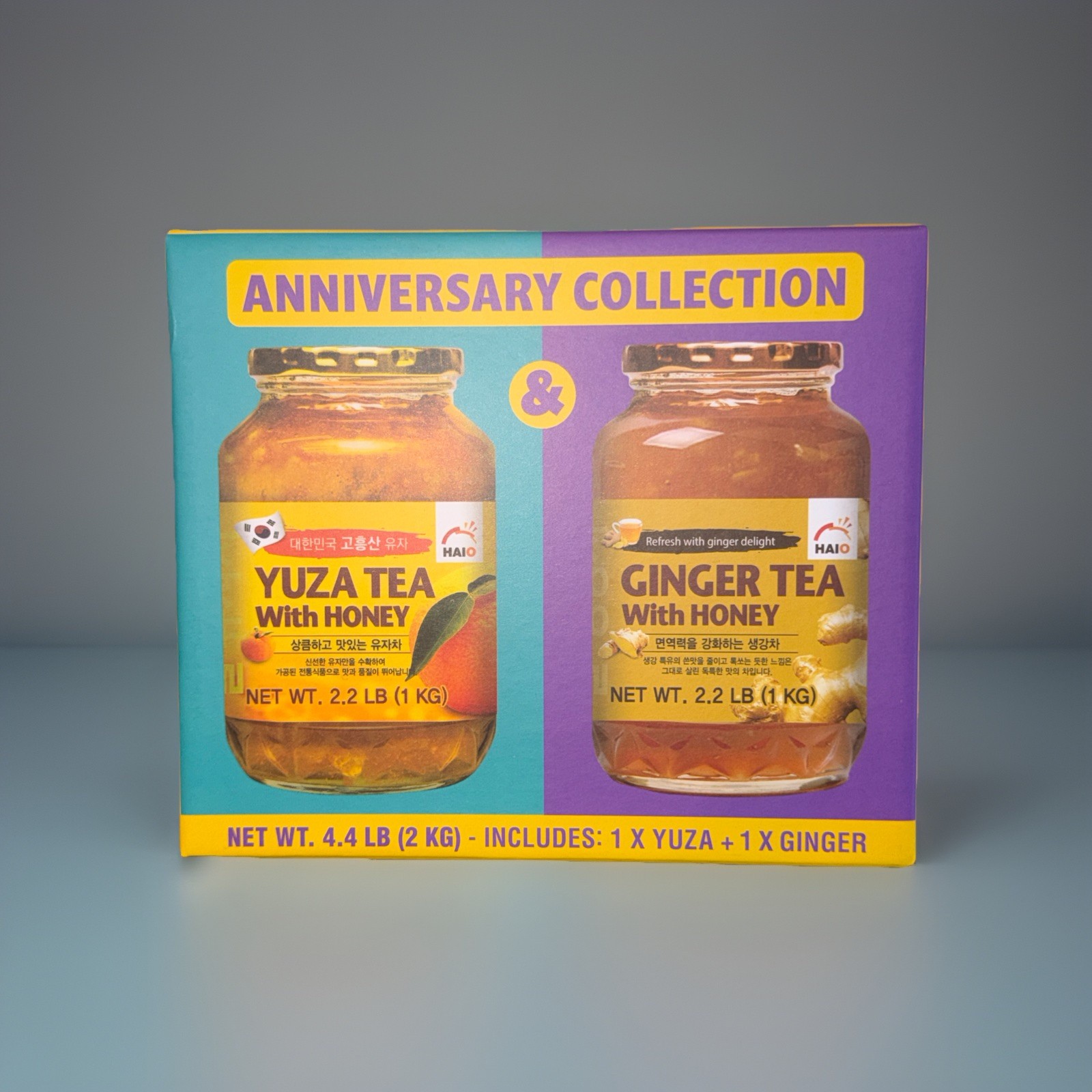 HAIO Ginger Tea with Honey & Yuza Citron Tea with Honey (Combo Pack), 2.2 Pounds
