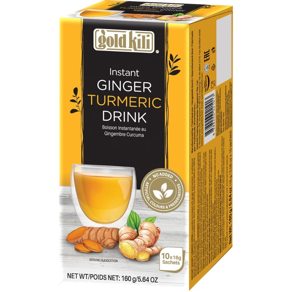 Gold Kili Instant Ginger Turmeric Drink with Honey / 0.56 Ounce (Pack of 10)