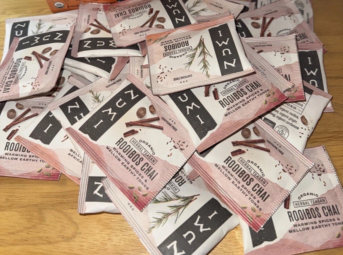 Numi Organic Herbal Teasan Rooibos 29-Tea Bags 18/Chia 11/African Brew Singles