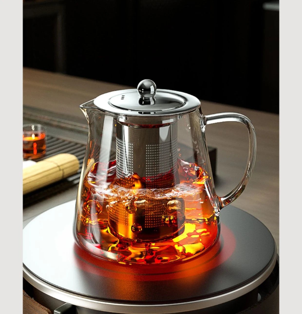 Heat-Resistant Glass Teapot with Stainless Steel Infuser, 401-500ml Kung Fu