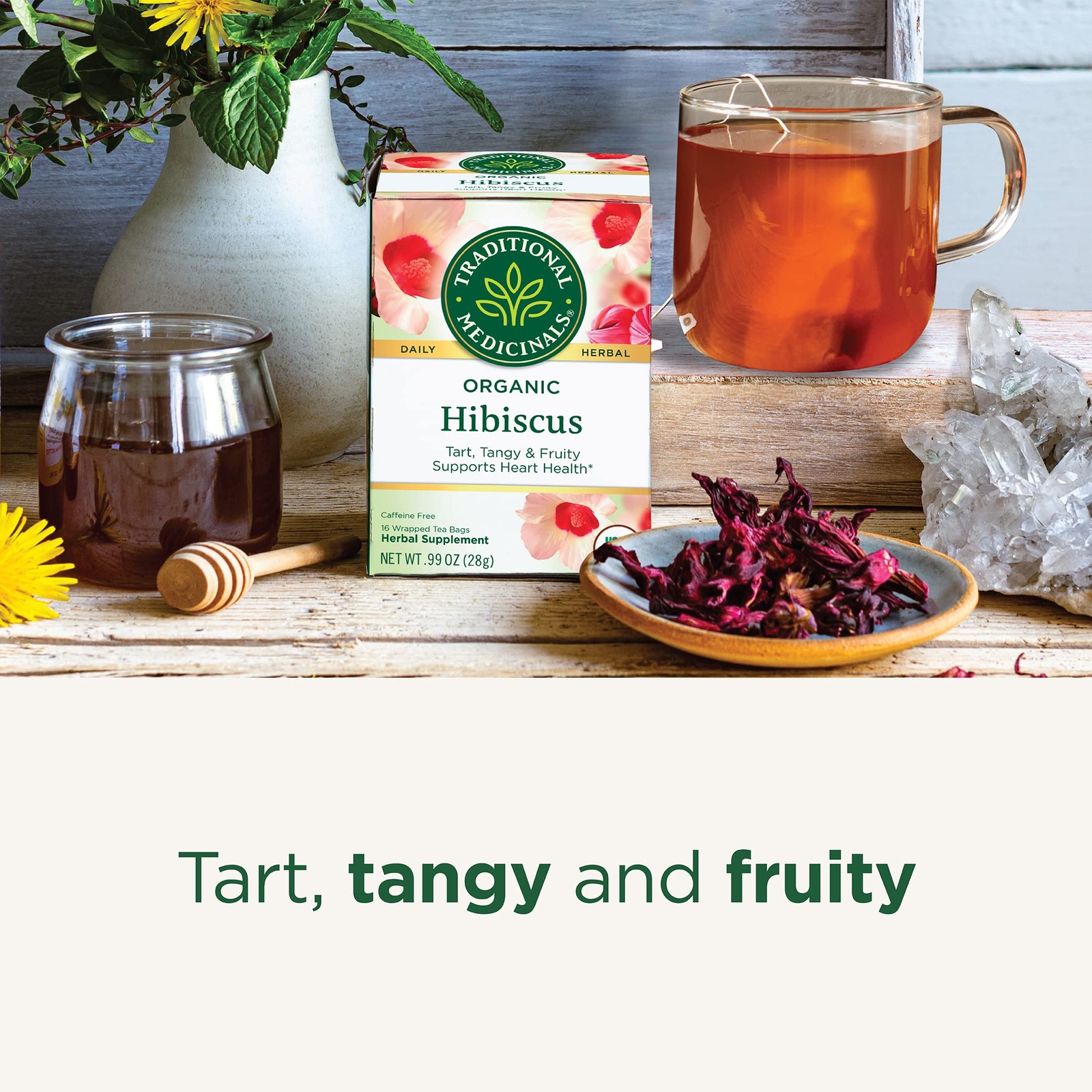 Pack of 6 Organic Hibiscus Tea Bags 96 Total Caffeine Free Herbal Blend