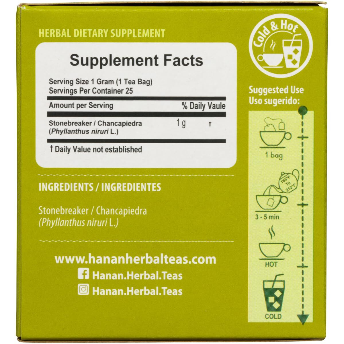 25 Count Chanca Piedra Tea Bags Stonebreaker Quebra Pedra Herbal Supplement