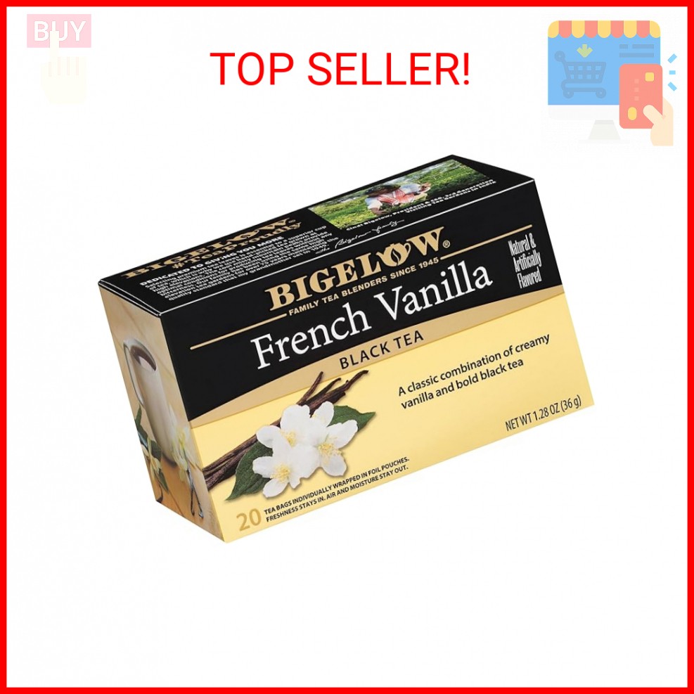 Bigelow French Vanilla Black Tea Bags, 20 Count Box (Pack of 6), Caffeinated Bla
