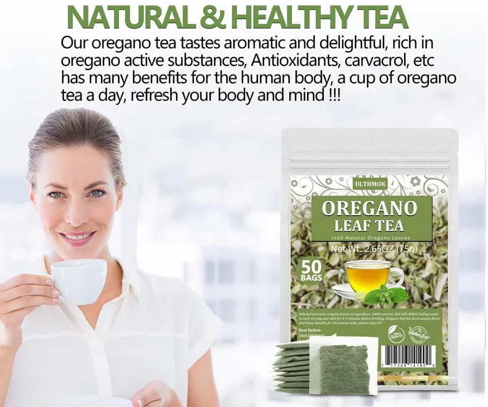 Premium 50 Oregano Tea Bags, Made with 100% Natural Oregano Leaves, No Additives