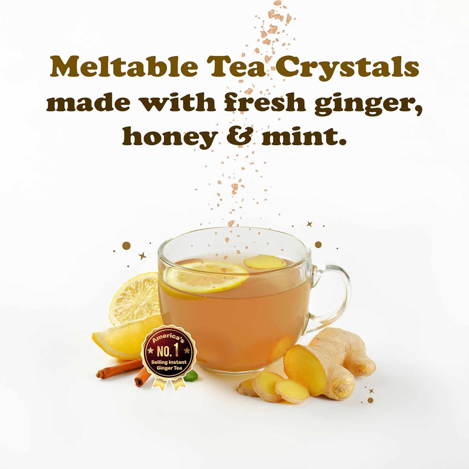 Pocas Honey Ginger Tea Mint Flavor Instant Non GMO Gluten Caffeine Free 20 Ct