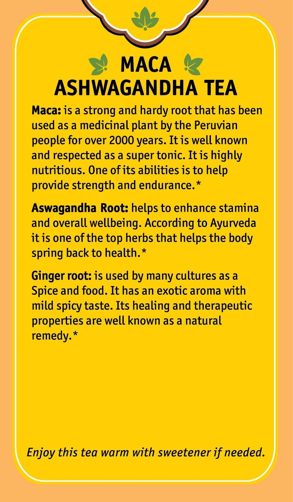 Herbal Cup Ayurveda Maca Tea, Organic Ashwagandha, No 16 Count (Pack of 1)