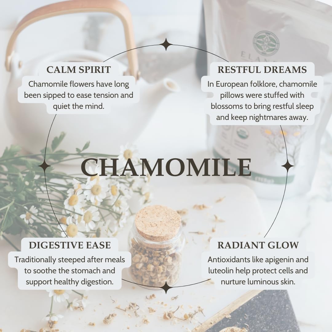 Organic Chamomile Flowers 4 oz. (113g), USDA Certified Organic Camomile Manza…