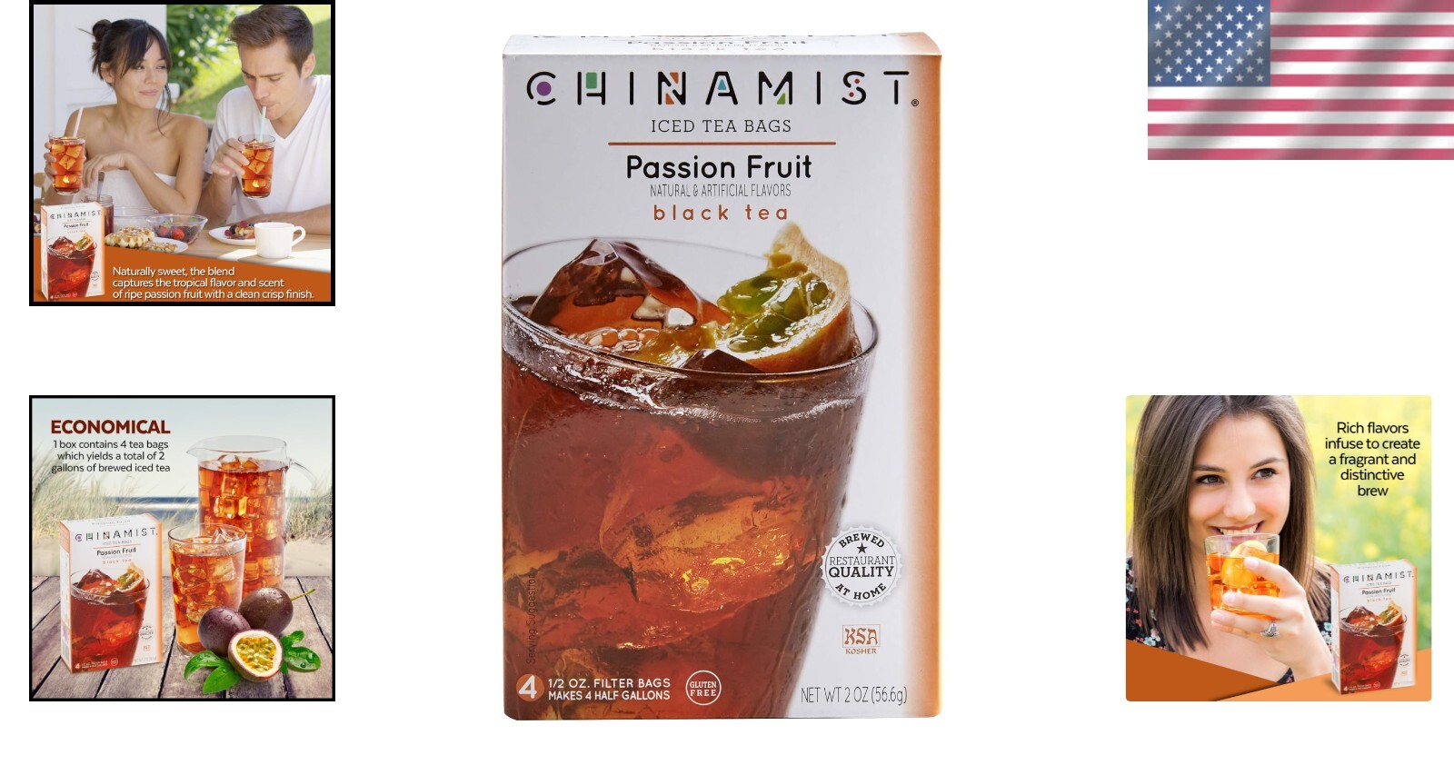 Refreshing Passion Fruit Iced Tea Bags – Brews 1/2 Gallon Each, Gluten Free