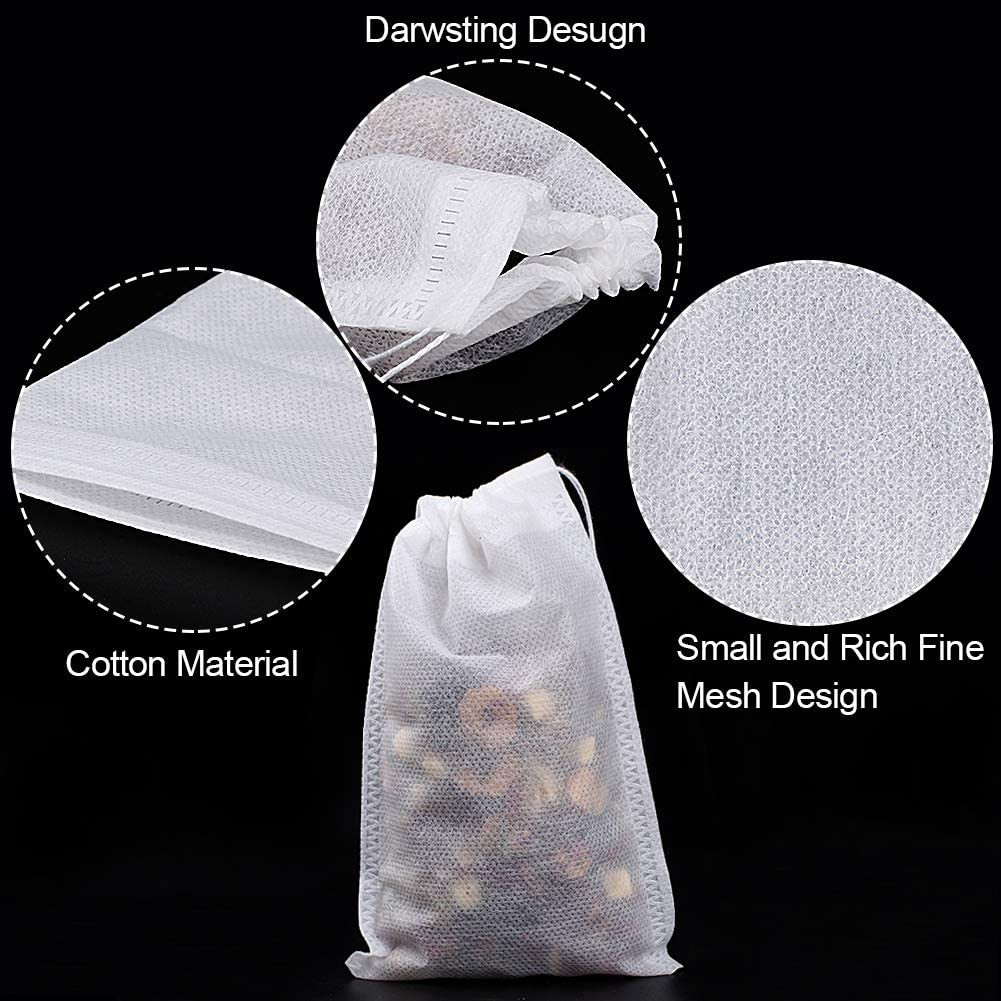 100Pcs Large Tea Bag – Disposable Empty Tea Filter Bags No Mess Mesh Bags with D