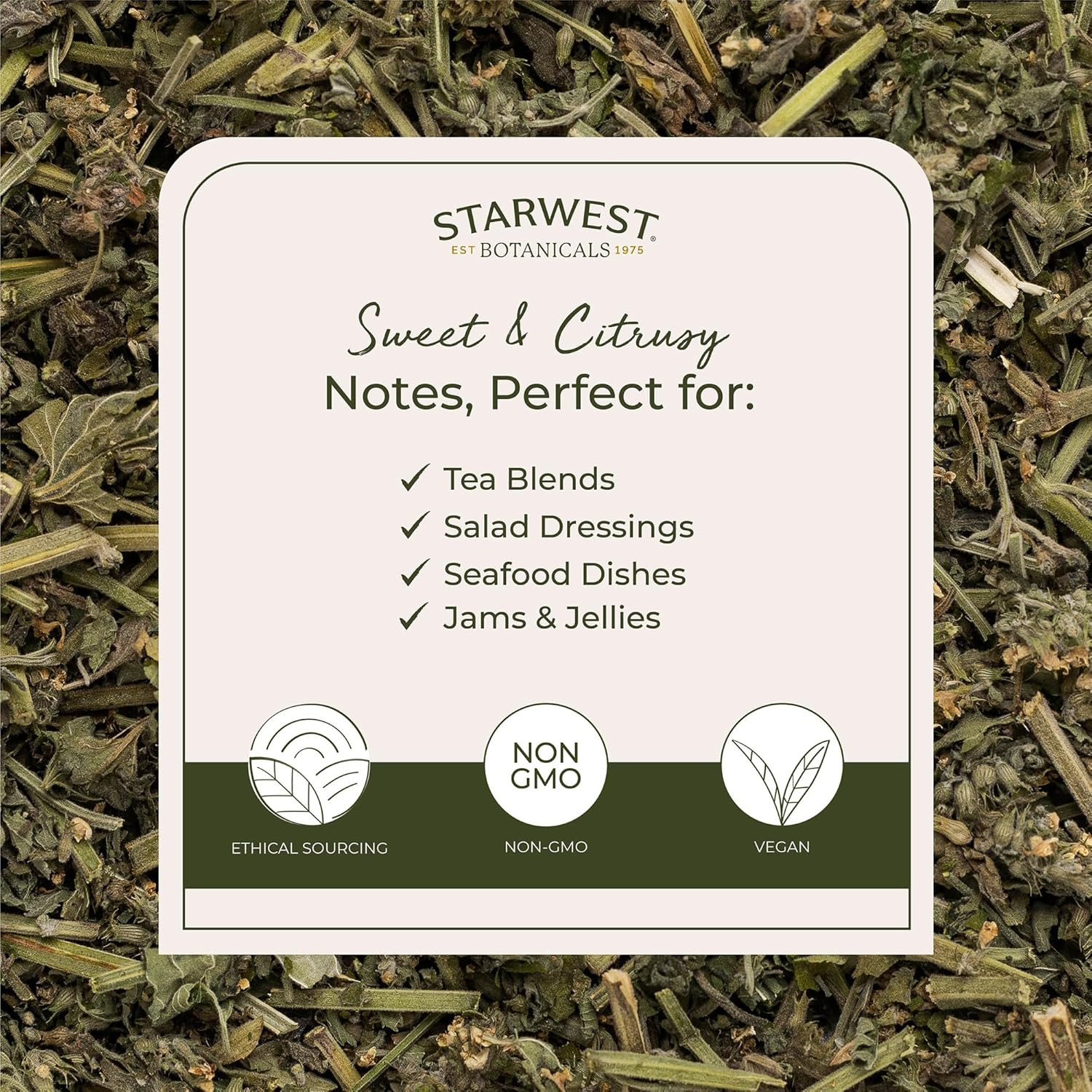 Starwest Botanicals Organic Lemon Balm Leaves – Dried Herb for Tea, Loose Leaf N