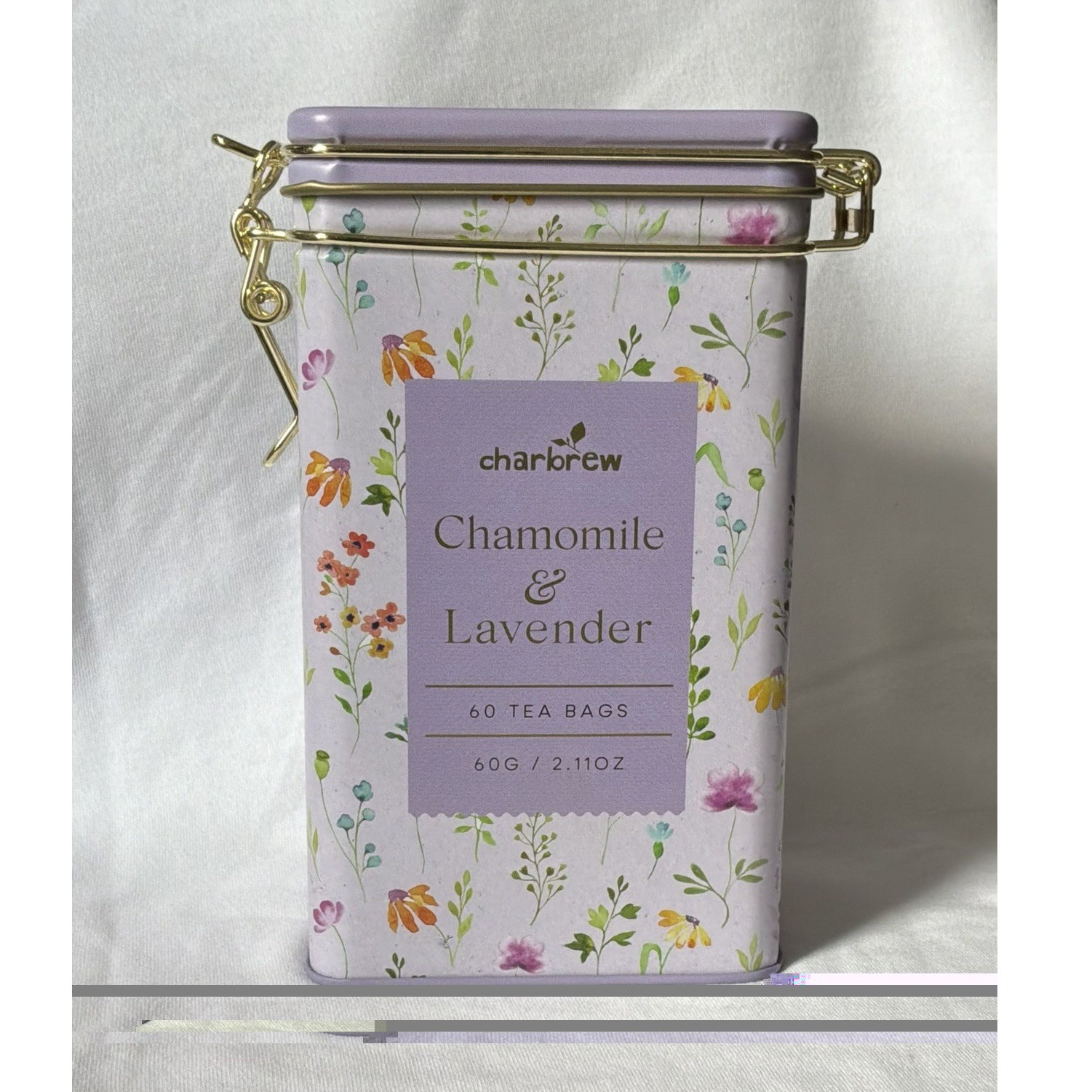 Charbrew Chamomile & Lavender Green Tea 60 Bags Tin British Pantry