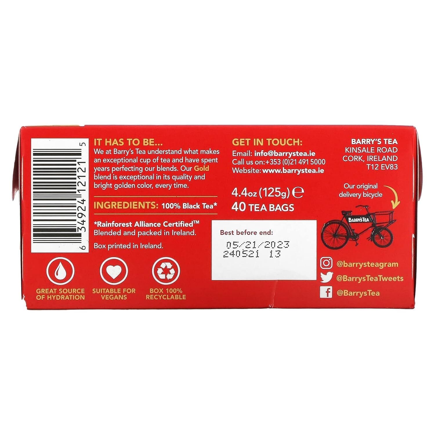 Barry’s Tea Gold Blend – 80 Teabags – 250g – Expertly Blended in Ireland